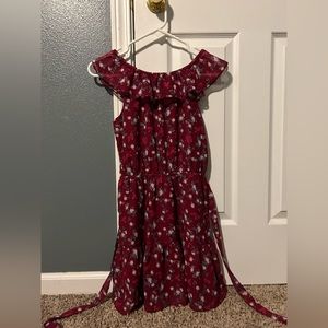 Maroon, Flower Patterned Dress